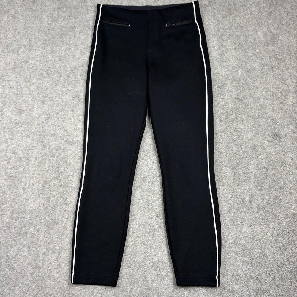 Spanx The Perfect Pant Women M Black White Side Stripe Skinny Leg Trousers